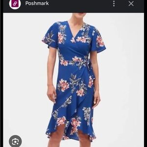 Banana Republic Blue Floral High Low Dress